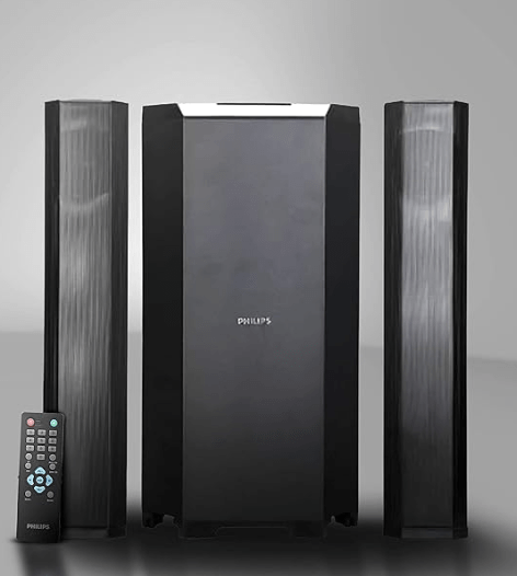 Philips Convertible Soundbar MMS8090B/94 2.1 Channel 80W, Optical-Connectivity Option with Supporting USB, AUX, FM & Remote Control (Black)